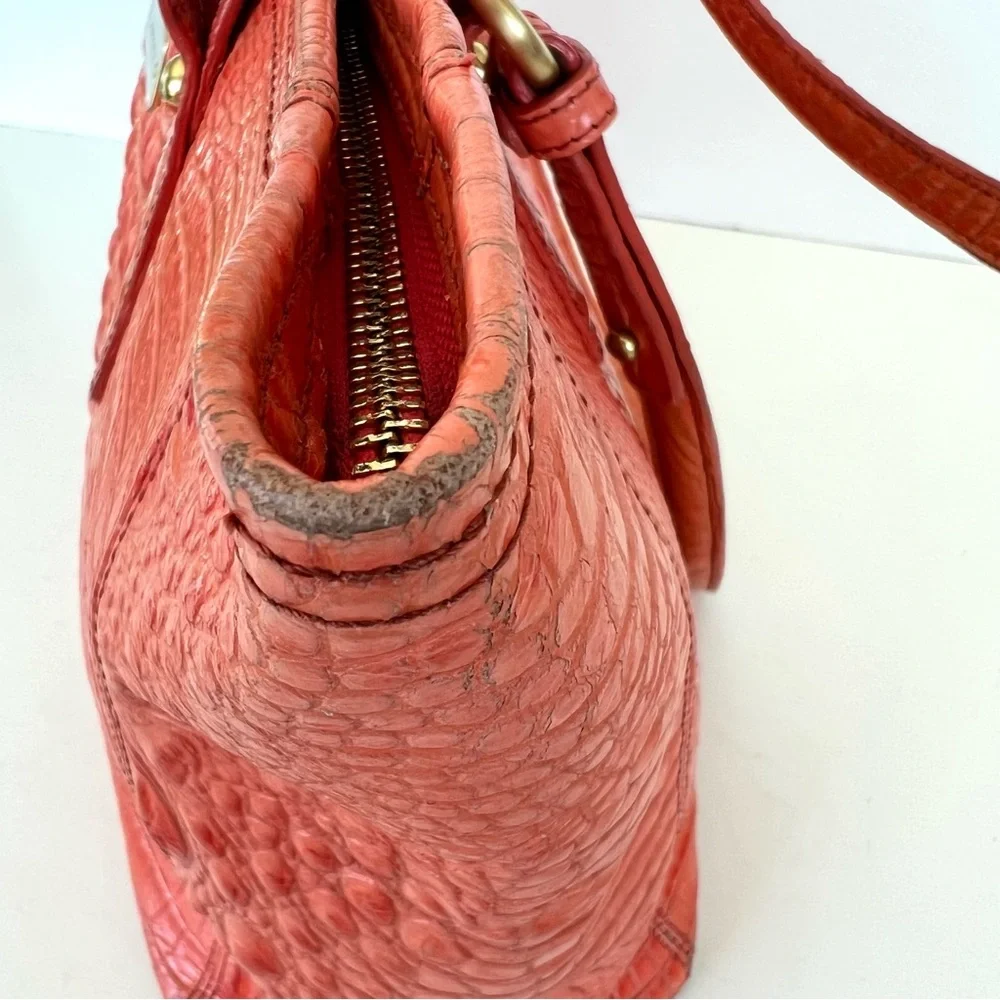 BRAHMIN Melbourne Orange Croc Emboss Leather Gold Hardware Medium Shoulder Tote - Picture 12 of 16